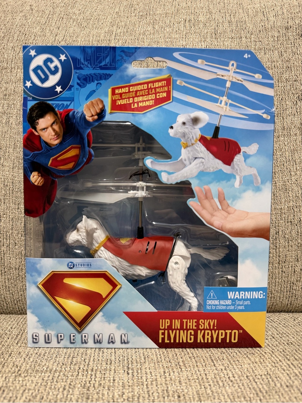DC Flying Krypto Dog Figure in White and Red with Yellow Collar